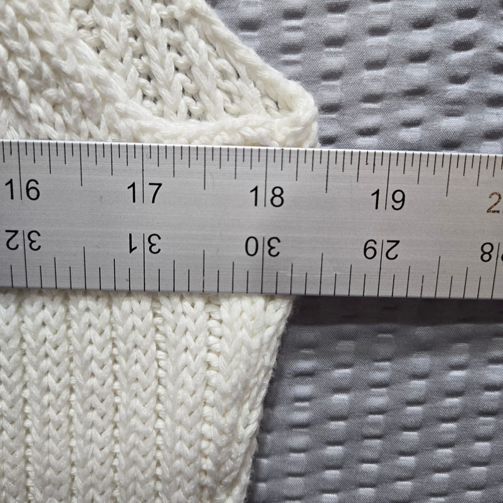 Anthropologie Cream Pointelle Knit Open Back V-Neck Sweater Dress Made in Turkey - Picture 14 of 15